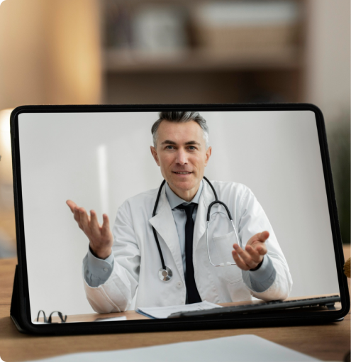 Doctor on tablet